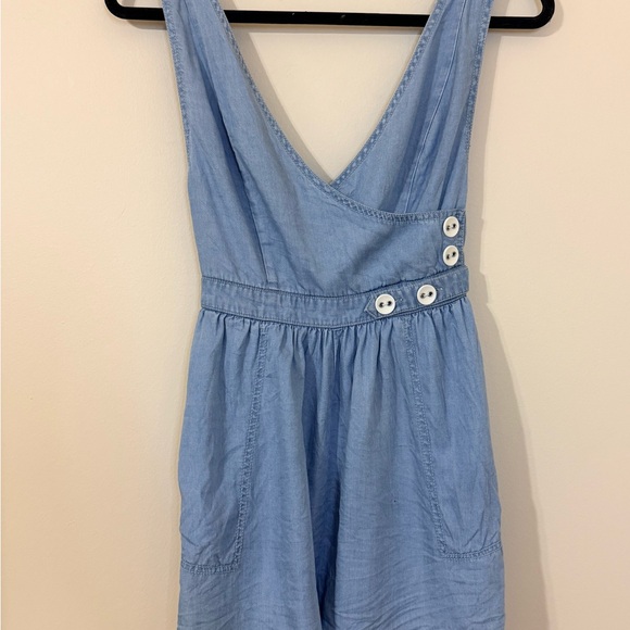 Urban Outfitters Anita Button Wrap Chambray Romper - Picture 2 of 5